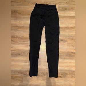 Victoria's Secret PINK Active Black Ribbed Joggers leggings front bow NEW